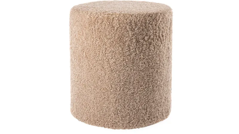 House Puff 40 cm Rund Teddy - Beige — Beige