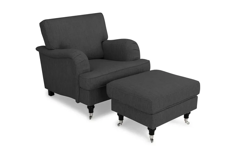 Howard Classic Fåtölj med Fotpall - Antracit — Bloomington
