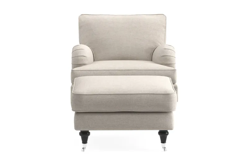 Howard Classic Fåtölj med Fotpall - Beige — Bloomington