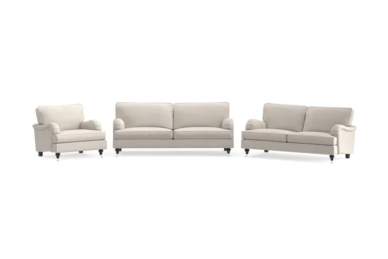 Howard Classic Soffgrupp 3-sits + 2-sits Soffa + Fåtölj i Tyg - Beige — Bloomington