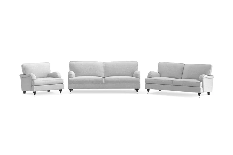 Howard Classic Soffgrupp 3-sits + 2-sits Soffa + Fåtölj i Tyg - Grå — Bloomington