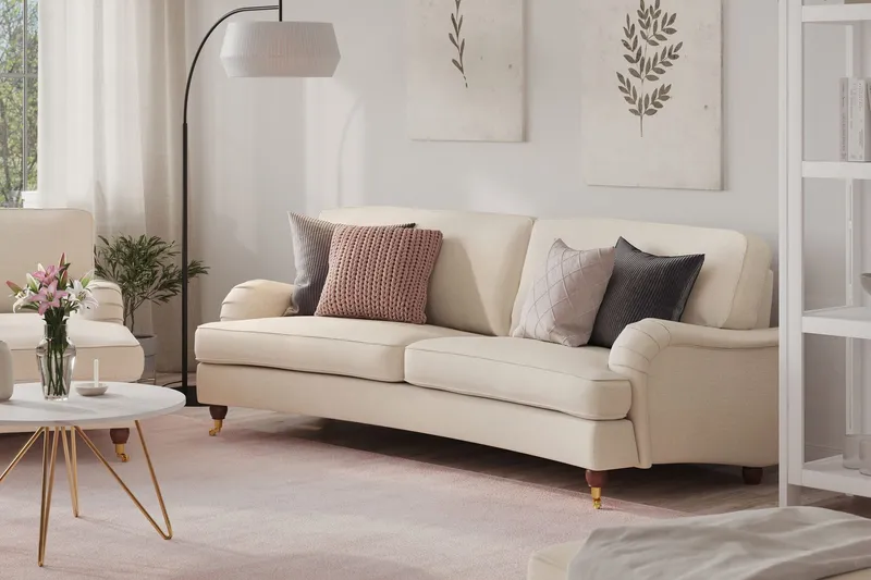 Howard Lyx 3-sits Svängd Tygsoffa - Beige (Art.nr 32092) — Bloomington