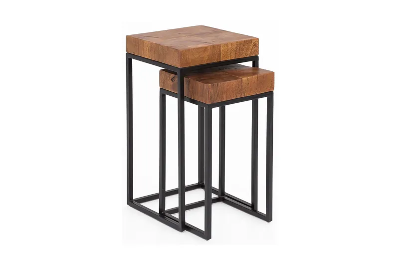 Hoysradt Satsbord 30 cm 2 Bord - Massivt Trä/Brun/Svart — Wohnling