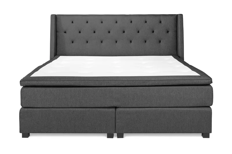 Imperia Komplett Sängpaket 210x210 cm Kontinentalsäng med gavel - Mörkgrå — Mörkgrå
