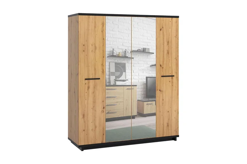 Ines Garderob 60x180 cm - Ek/Svart — Ek/Svart