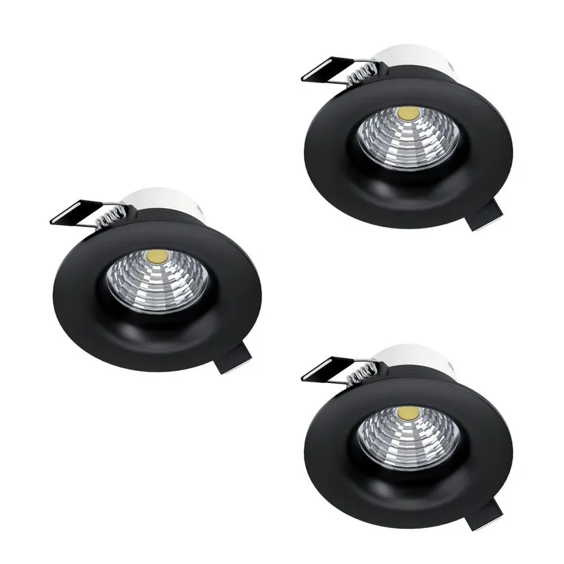 Infälld Lampa Saliceto 88 mm 2700K Set om 3 - Svart — Svart