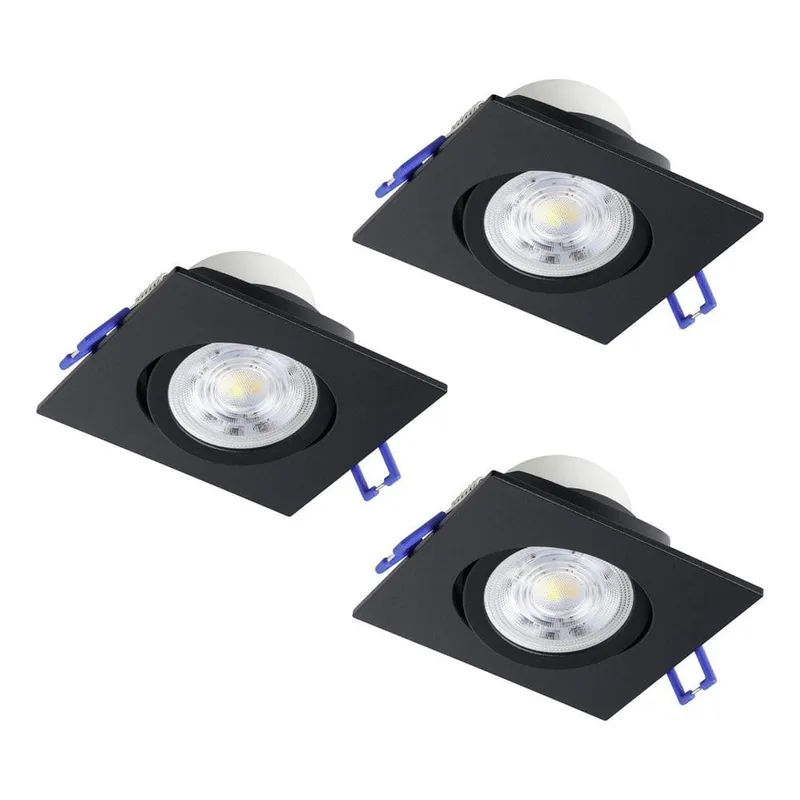 Infälld Lampa Saliceto 88x88 mm 2700K Set om 3 - Svart — Svart