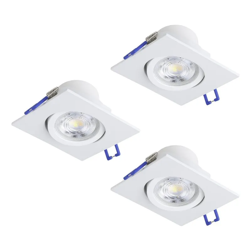 Infälld Lampa Saliceto 88x88 mm 2700K Set om 3 - Vit — Vit