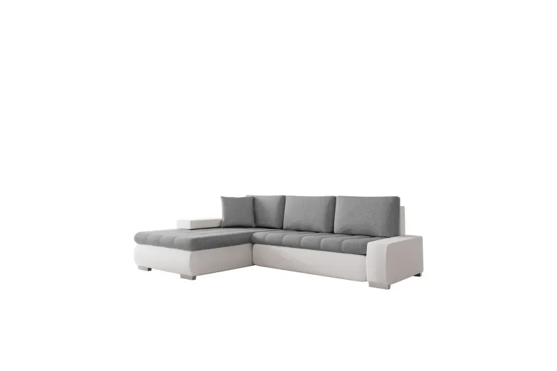 Irja Bäddsoffa med Divan 3-sits i Konstläder - Vit/Grå — Vit/Grå