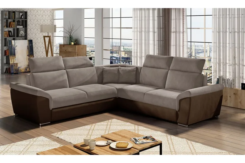 Isakke Hörnbäddsoffa - Beige/Brun — Beige/Brun