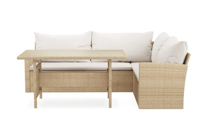 James Light 5-sits soffgrupp utomhus Högervänd i konstrotting - Beige — Comfort Garden
