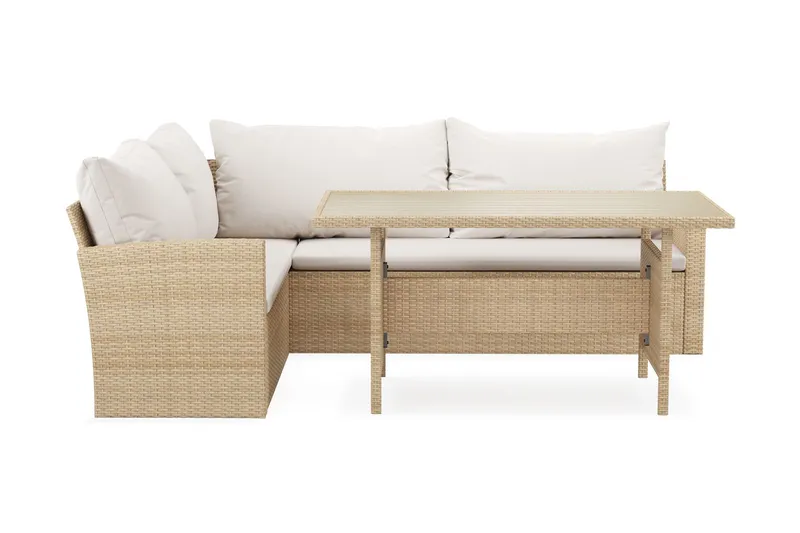 James Light 5-sits soffgrupp utomhus Vänstervänd i konstrotting - Beige — Comfort Garden