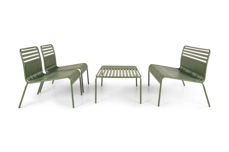 Jarva Liten 4-sits Soffgrupp Utomhus i metall - Oliv — Comfort Garden