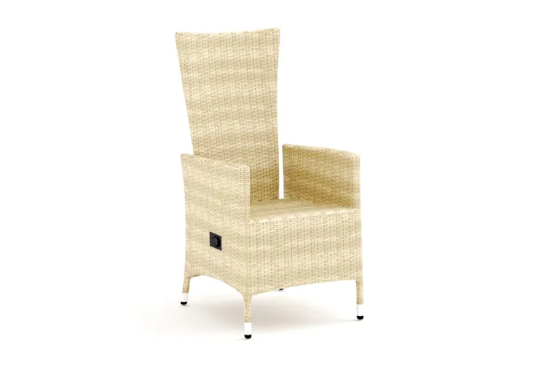 Jenny Fällbar fåtölj utomhus - Matstol ute i konstrotting - Beige — Comfort Garden