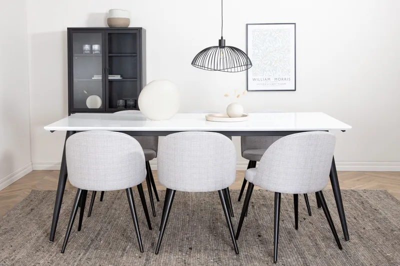 Jimms Matgrupp 195 cm Rektangulär med 6 Sedavi Stolar - Svart — Venture Home