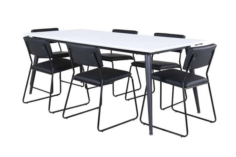 Jimmy Matgrupp 195 cm Rektangulär med 6 Kenth Stolar - Svart — Venture Home