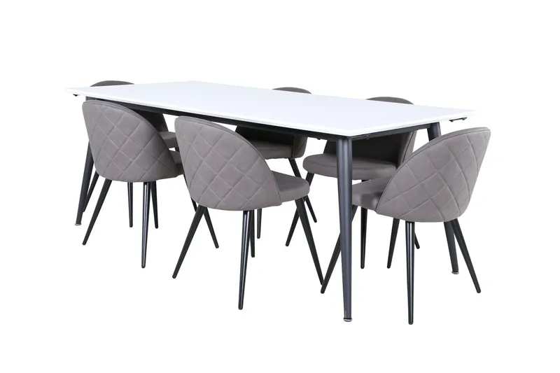 Jimmy Matgrupp 195 cm Rektangulär med 6 Velvet stolar - Svart (Art.nr 3059351) — Venture Home