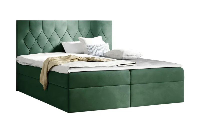 Jitendera Sängpaket Kontinentalsäng 140x200 cm med Förvaring - Grön — Grön