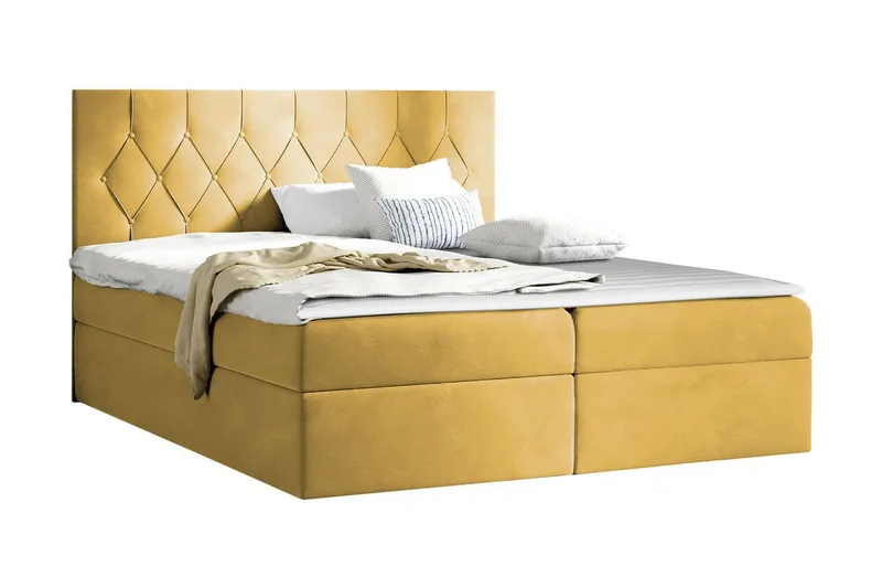 Jitendera Sängpaket Kontinentalsäng 140x200 cm med Förvaring - Gul — Gul