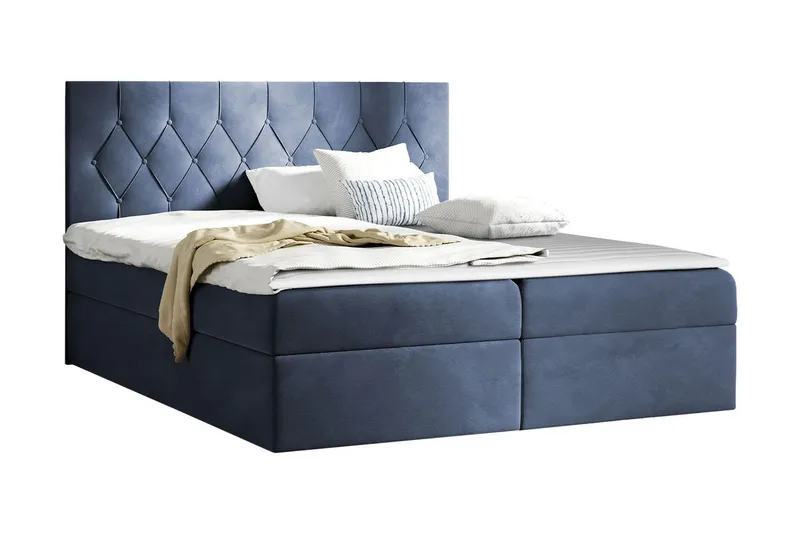 Jitendera Sängpaket Kontinentalsäng 180x200 cm med Förvaring - Blå — Blå