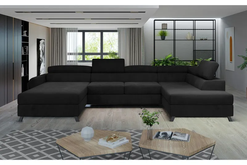 Josette U-soffa med Divan Vänster - Svart — Svart