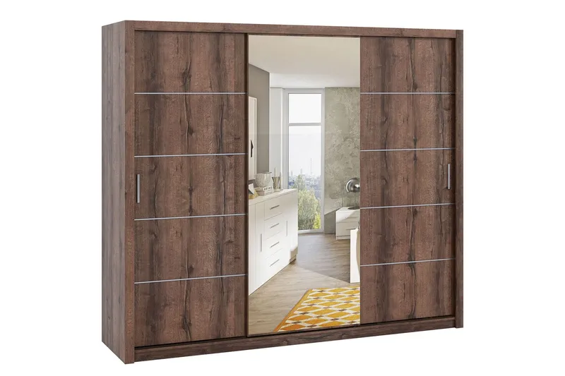 Julissa Garderob 250 cm med Spegel - Natur (Art.nr 933545) — Natur