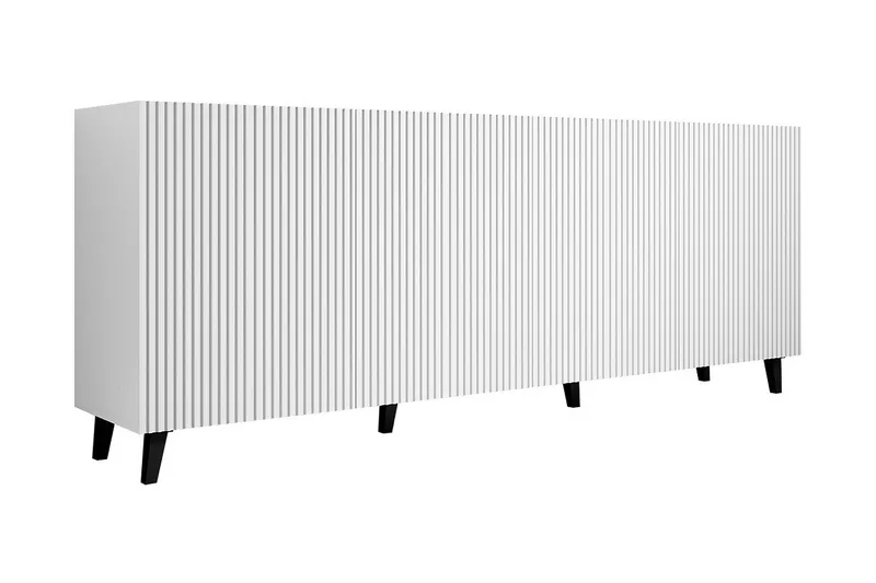 Juniskär Skänk med Förvaring 40x82x200 cm - Vit / Svart / Trä / Ribbad — Scandinavian Choice