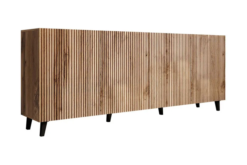 Juniskär Skänk med Förvaring trä 40x82x200 cm - Svart / Ek / Ribbad — Scandinavian Choice