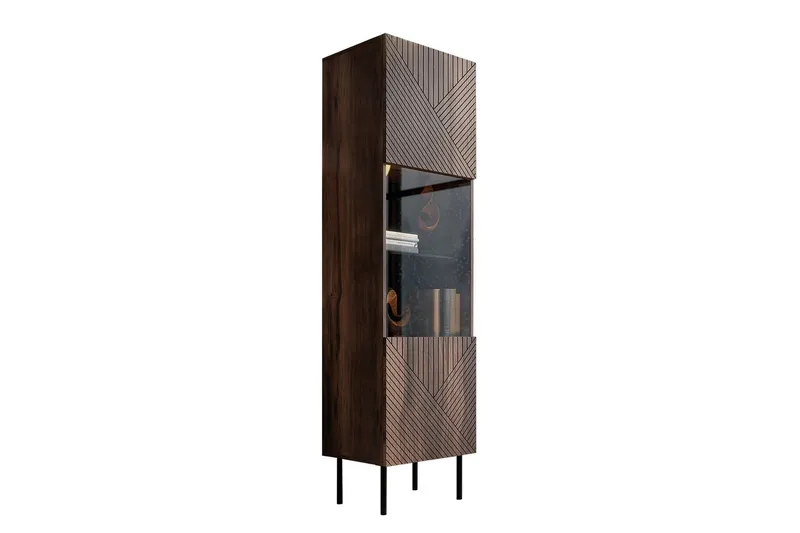 Juniskär Smalt Vitrinskåp 40 cm djup 51 cm bred 187 cm hög Trä Valnöt Glas - Valnöt — Scandinavian Choice