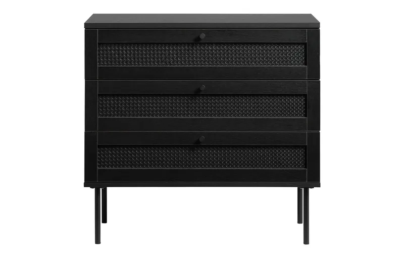 Kamello Förvaringskista med tre lådor 80 cm - Svart — Svart