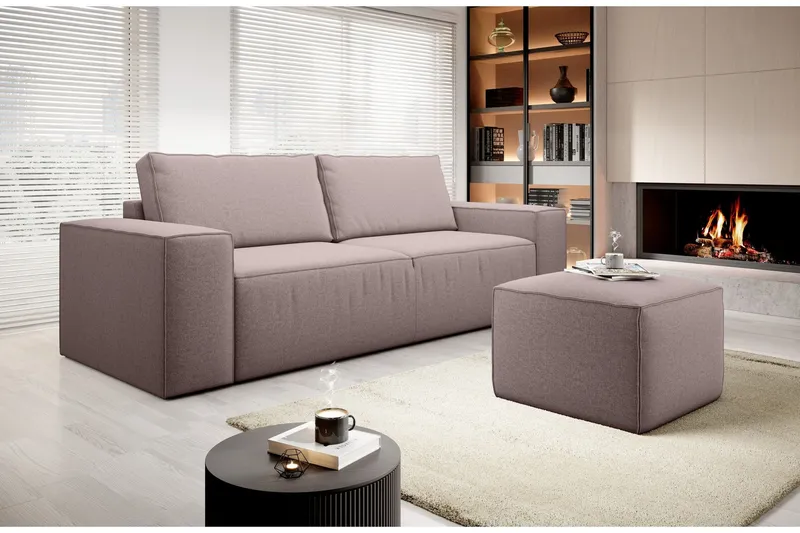 Kamli Bäddsoffa 3-sits med Förvaring - Ljusrosa (Art.nr 1581196) — Ljusrosa