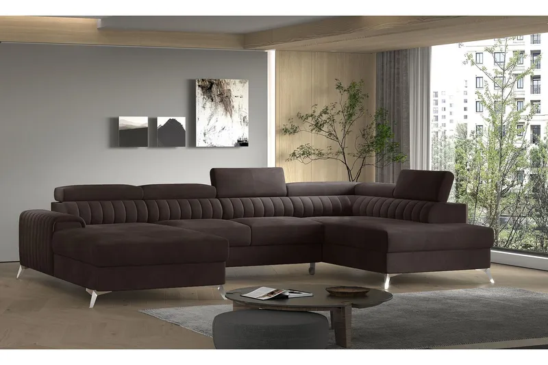 Kamran Bäddsoffa m. Divan och Schäslong med Förvaring - Brun (Art.nr 1580952) — Brun