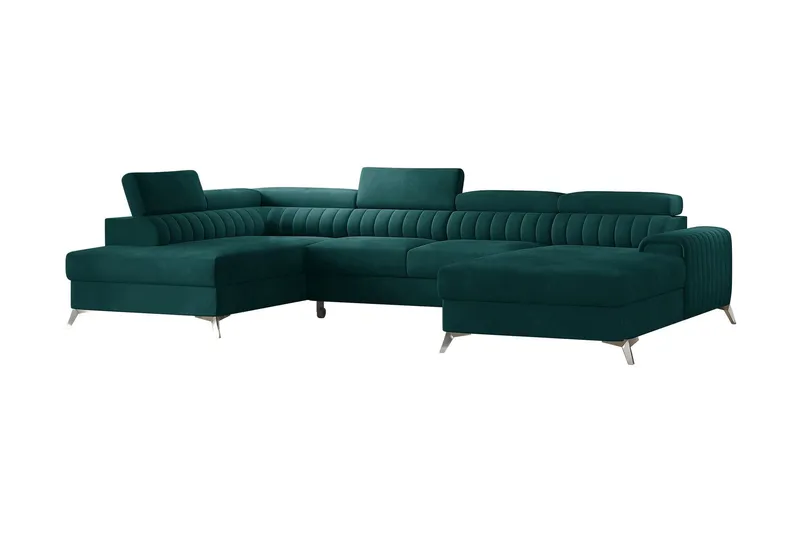 Kamran Bäddsoffa m. Divan och Schäslong med Förvaring - Grön (Art.nr 1581195) — Grön