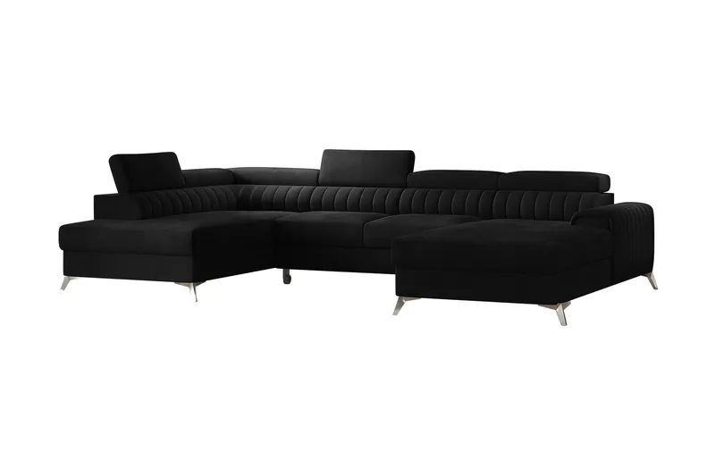 Kamran Bäddsoffa m. Divan och Schäslong med Förvaring - Svart (Art.nr 1580900) — Svart