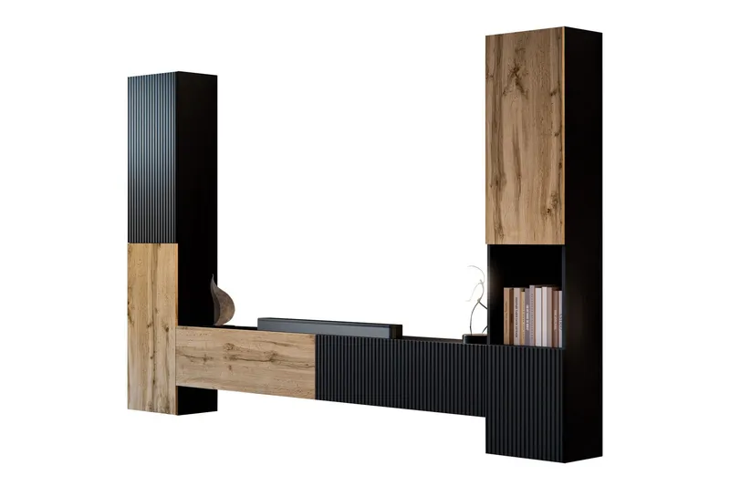 Kangana Tv-möbelset - Svart/Brun (Art.nr 3099461) — Svart/Brun