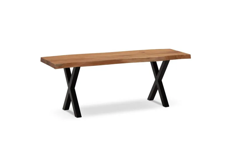 Kapprumsbänk Wohnling Massivt Akaciaträ 120 cm Träkant Hall Svart, X-ram - Svart, X-ram — Wohnling