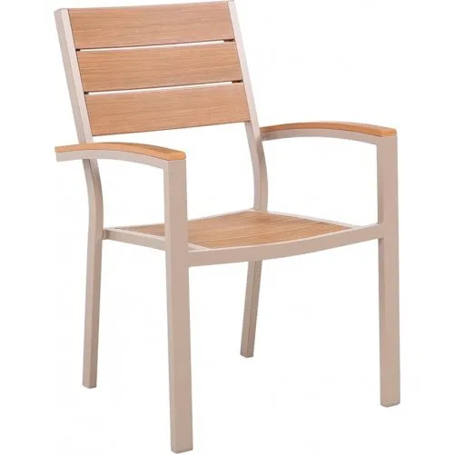 Karmstol för utomhusbruk | Beige / Ekfärgad Nonwood | Las Vegas — -