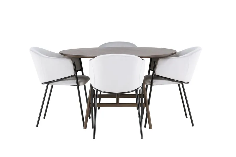 Kaseidon Matgrupp 100 cm Rund med 4 Evelina stolar - Svart — Venture Home