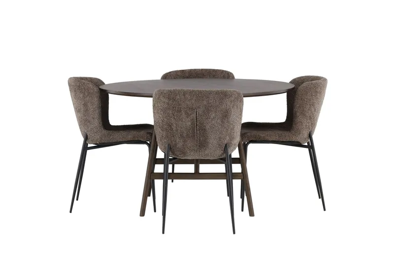 Kaseidon Matgrupp 100 cm Rund med 4 Modesto stolar - Svart — Venture Home