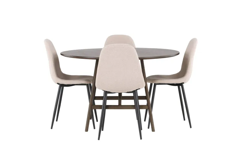 Kaseidon Matgrupp 100 cm Rund med 4 Polar stolar - Beige — Venture Home