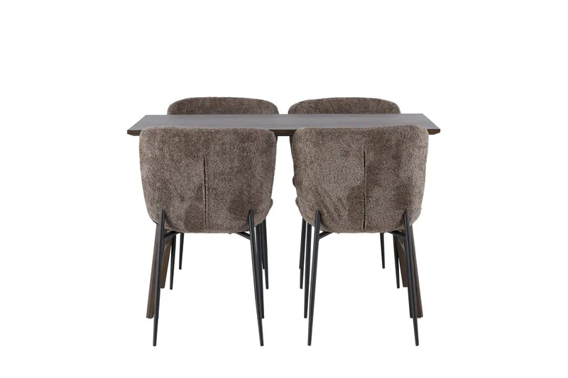 Kaseidon Matgrupp 120 cm Rektangulär med 4 Modesto stolar - Mörkbrun — Venture Home
