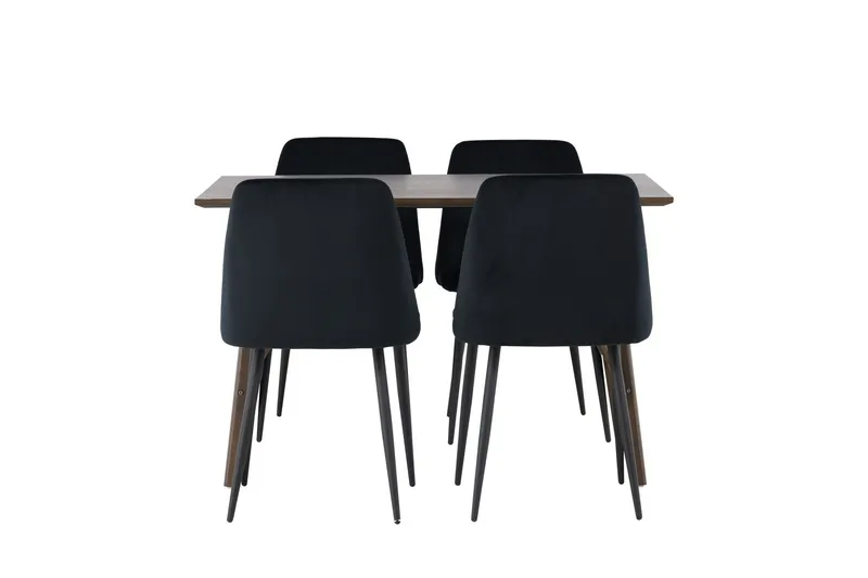 Kaseidon Matgrupp 120 cm Rektangulär med 4 Night stolar - Svart — Venture Home
