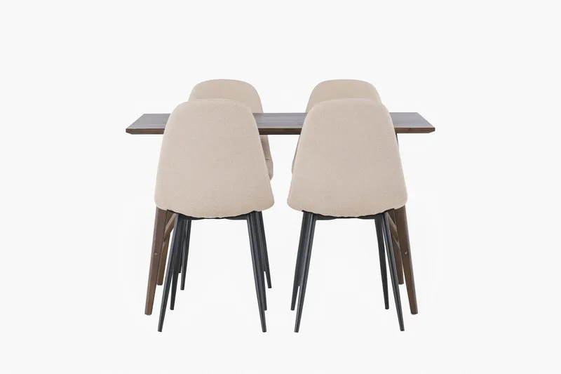 Kaseidon Matgrupp 120 cm Rektangulär med 4 Polar stolar - Beige — Venture Home