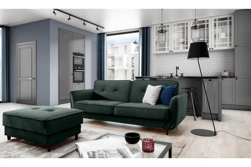 Katsuya Bäddsoffa 3-sits - Mörkgrön (Art.nr 1597009) — Mörkgrön