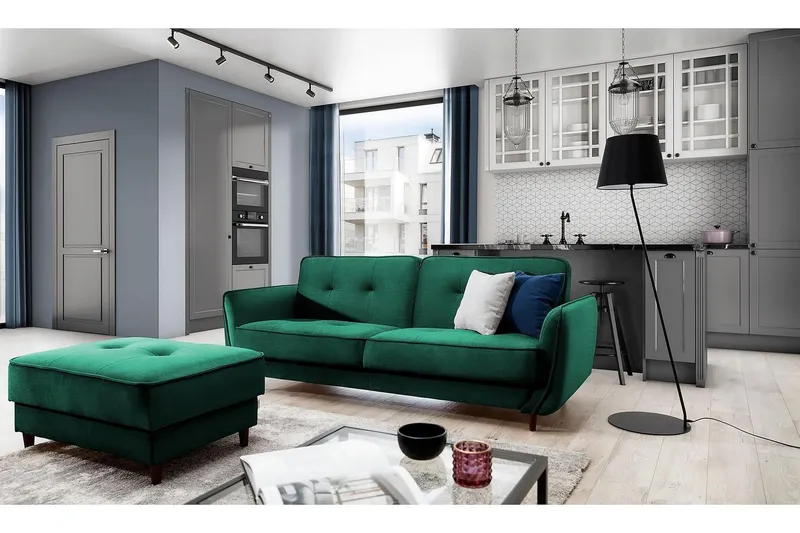 Katsuya Bäddsoffa 3-sits - Mörkgrön (Art.nr 1597011) — Mörkgrön