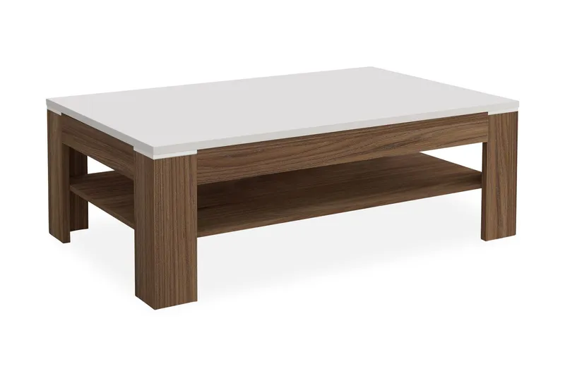 Keoisha Soffbord 120 cm med Förvaring Hylla - Valnötsbrun/Vit — Valnötsbrun/Vit