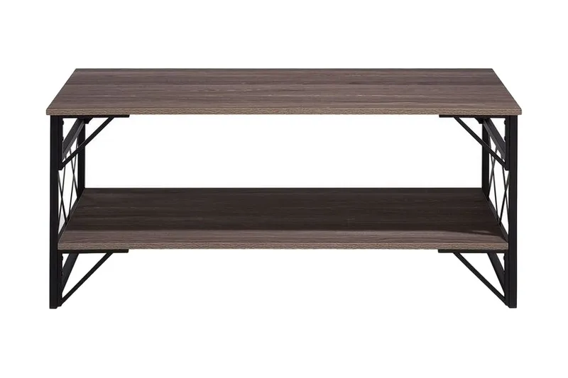 Kindertofte Soffbord 120 cm med Förvaring Hylla - Brungrå — Brungrå