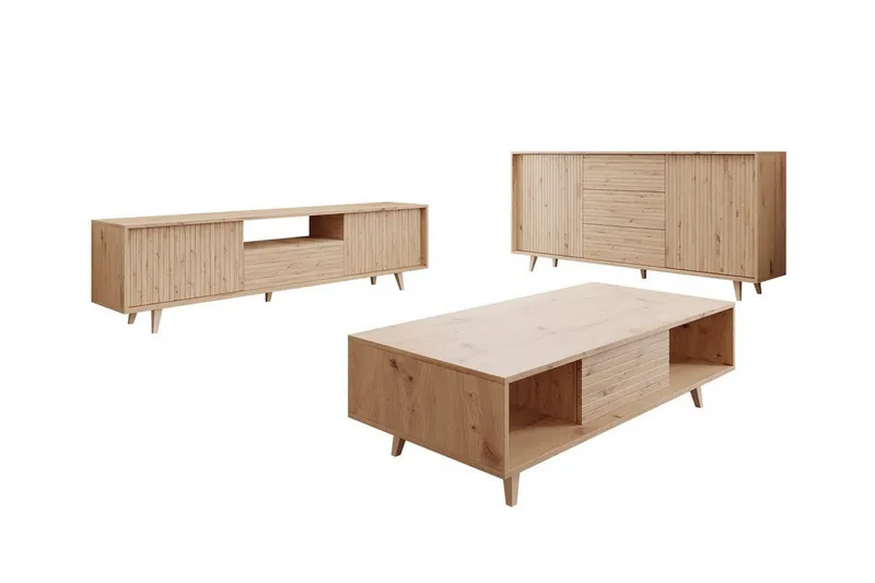 Kintore Möbelset För Vardagsrum - Brun — Brun