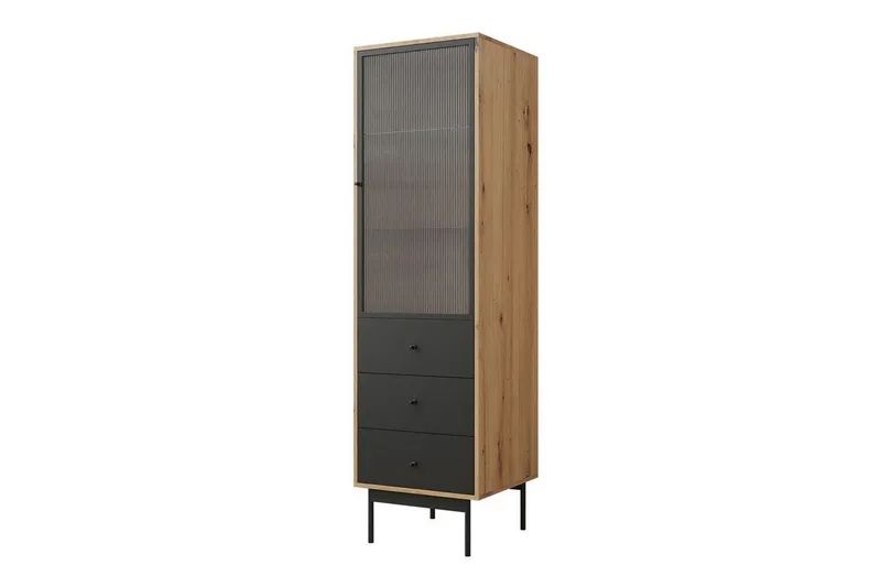 Kintore Smalt Vitrinskåp 48 cm djup 52 cm bred 180 cm hög Trä - Svart (Art.nr 3028832) — Svart