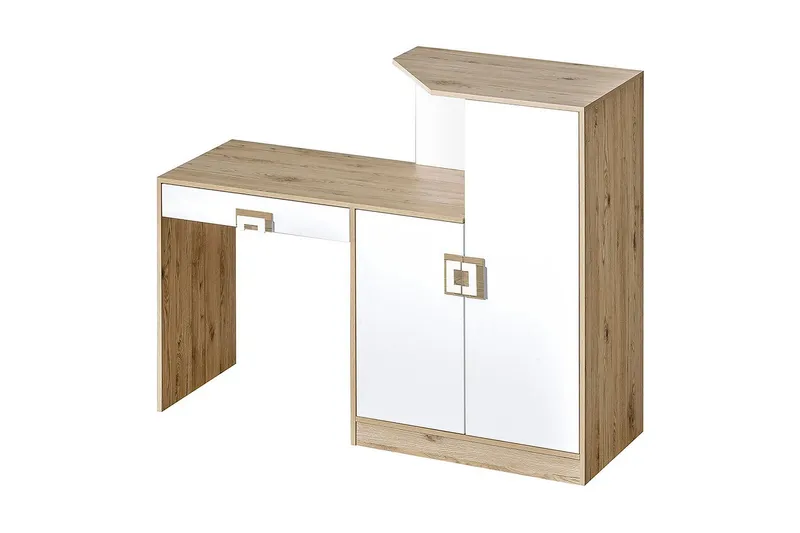 Klacksberg Skrivbord 150 cm med Förvaring Låda + Skåp - Beige/Vit — Beige/Vit